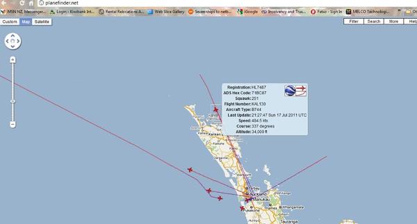 Screen Capture From Planefinder.net of Flight Path of Plane Seen spraying chemtrail